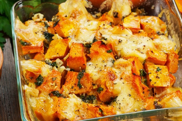 Süßkartoffeln mit Sahne aus dem Ofen