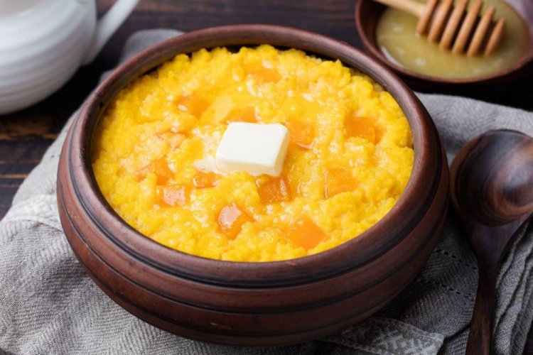 Millet Porridge with Pumpkin in Milk in a Slow Cooker