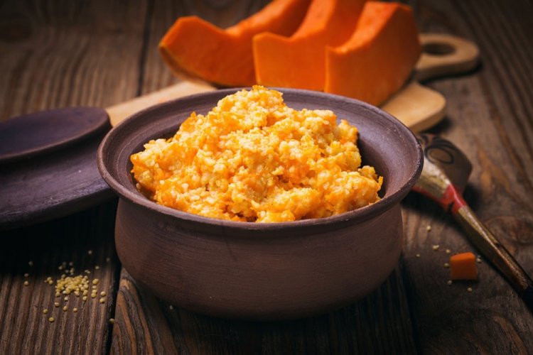 Millet Porridge with Pumpkin in Milk and Water