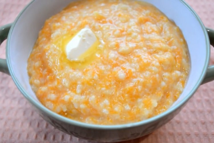 Millet Porridge with Pumpkin and Banana in Milk