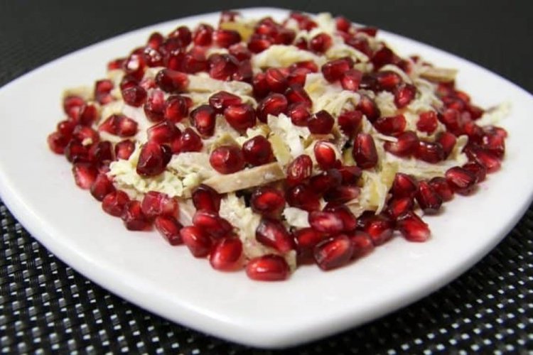 Salad with Boiled Tongue and Pomegranate