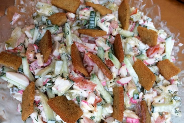 Crab Stick and Crouton Salad