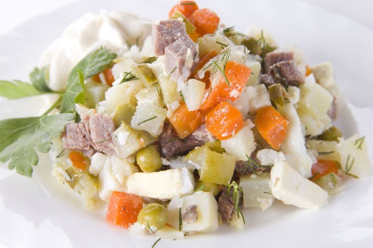 New Year's Salad with Potatoes and Turkey