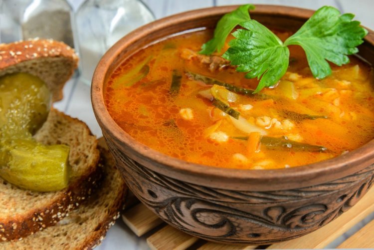 Rassolnik (Pickle Soup) with Beef Tongue
