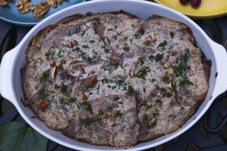 Beef Tongue with Walnuts