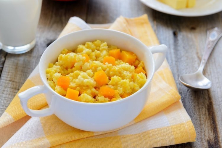 Пшенная каша с тыквой и персиками в мультиварке