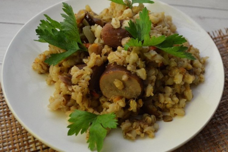 Cebada perlada con setas porcini