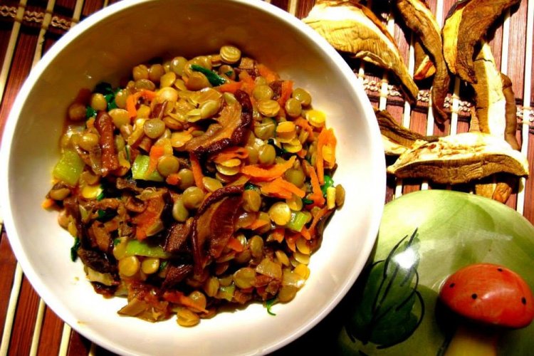 Lentejas con setas porcini