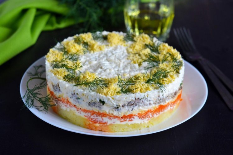 Mimosa Salad with Pickled Cucumbers