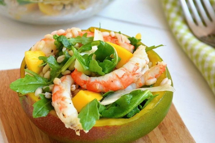 Salmon, Shrimp, and Mango Salad