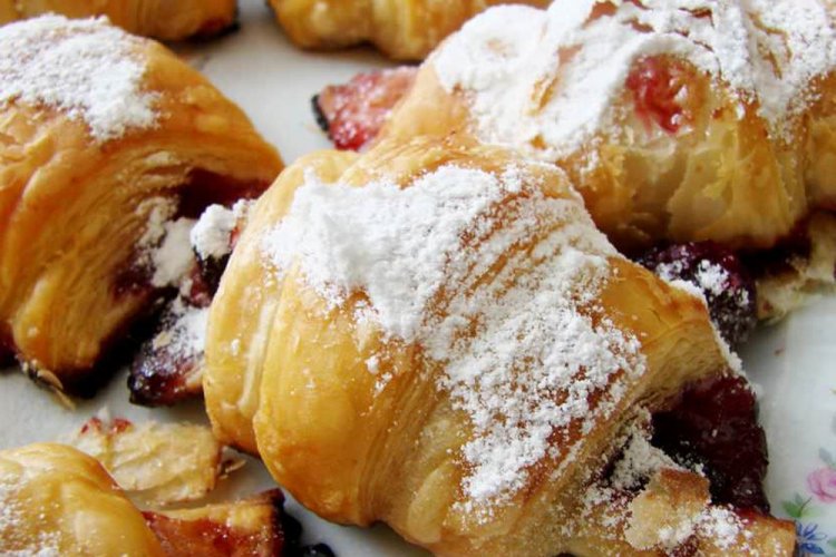 Puff Pastry Croissants with Cherries