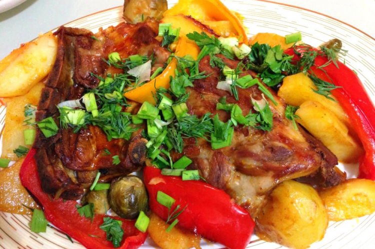 Costillas de cerdo con verduras en bolsa