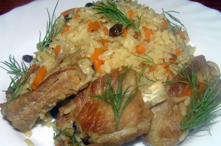 Costillas de cerdo con arroz en bolsa