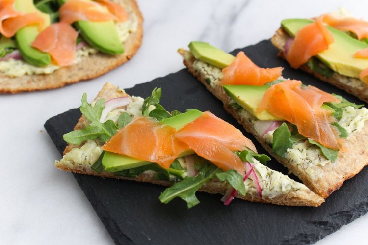 Sandwiches mit Rucola, Avocado und Lachs