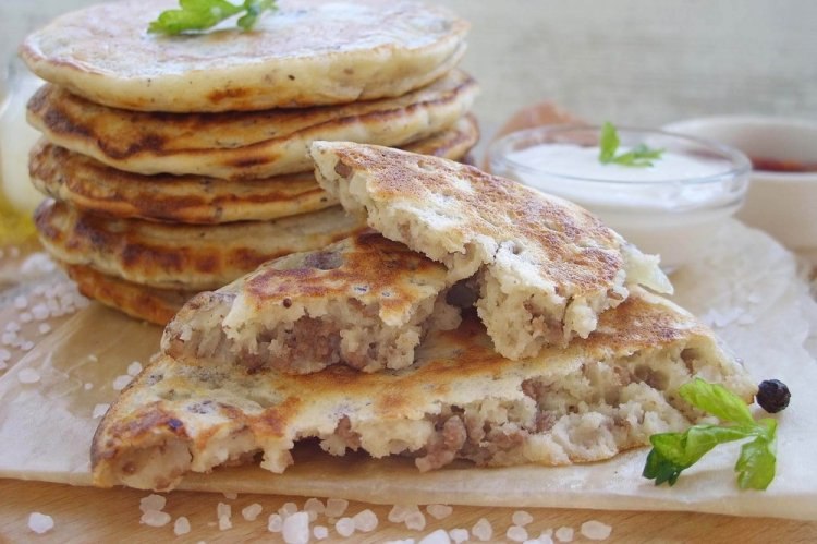 Kefir Pancakes with Minced Meat