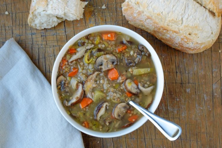 Buckwheat Soup with Chicken and Mushrooms