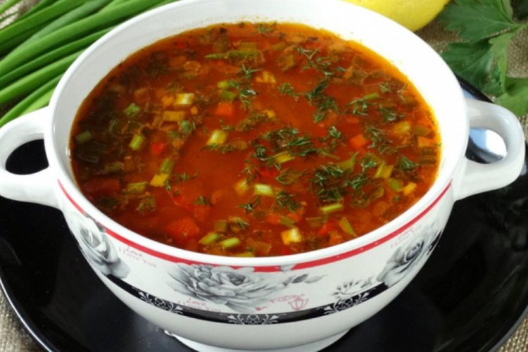 Tomato Soup with Green Beans and Celery Root