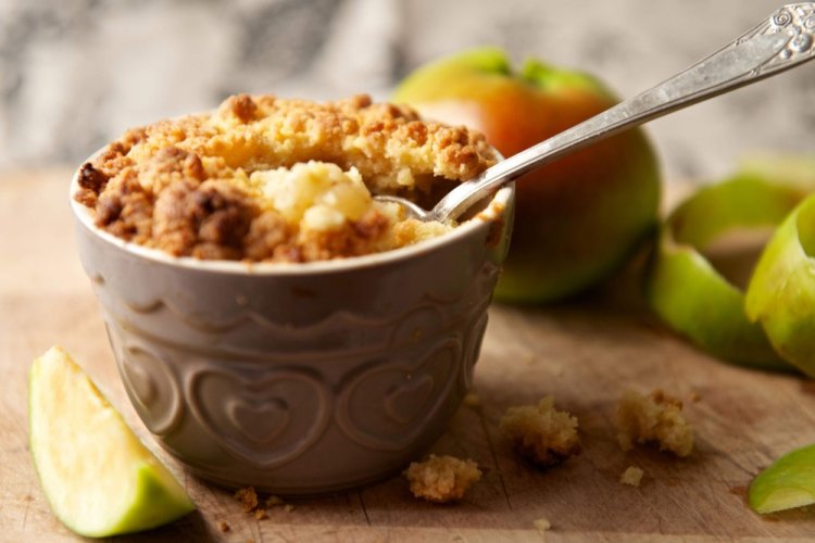 Apfel Crumble mit Schokoladenstreuseln