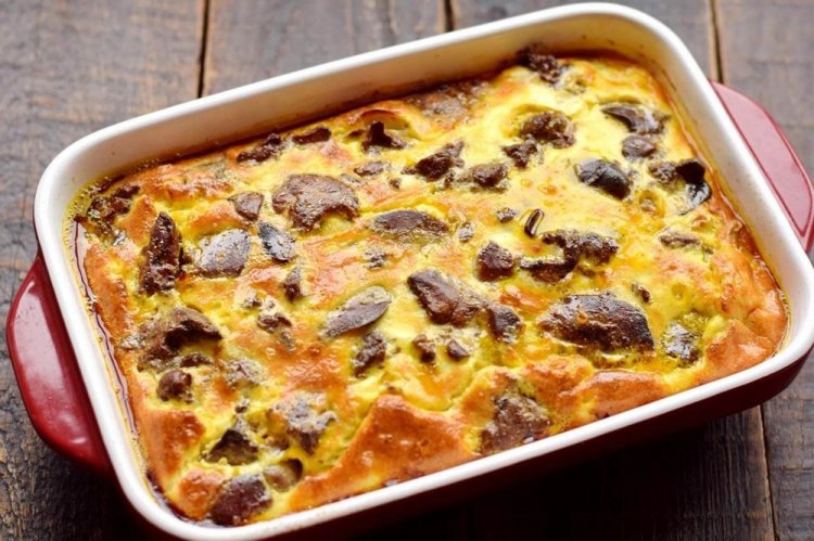 Hähnchenleber mit Käse im Ofen