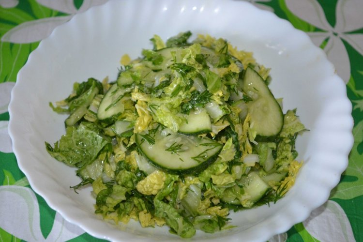 Ensalada de col china con manzana y pepino
