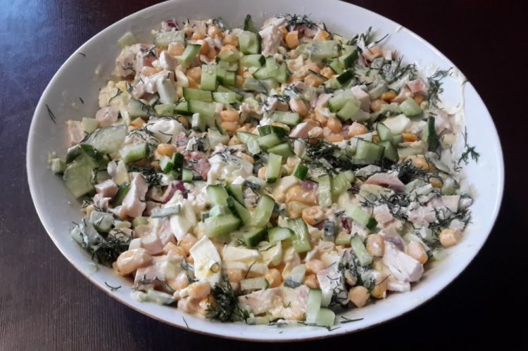 Chicken, Corn, and Cucumber Salad