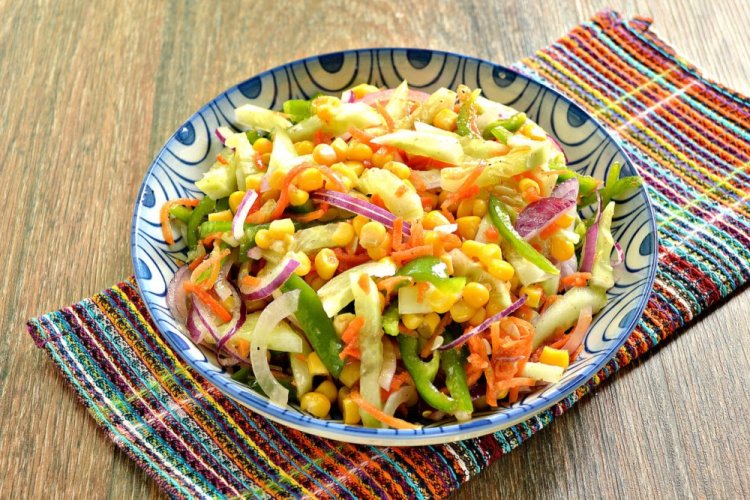 Korean Carrot, Corn, and Cucumber Salad