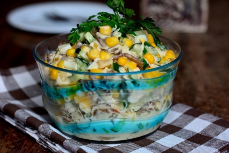 Corn, Cucumber, and Mushroom Salad