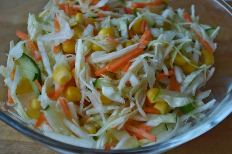 Cabbage, Corn, and Cucumber Salad