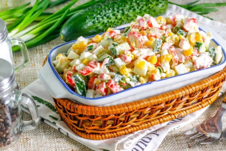 Crab Stick, Corn, and Cucumber Salad