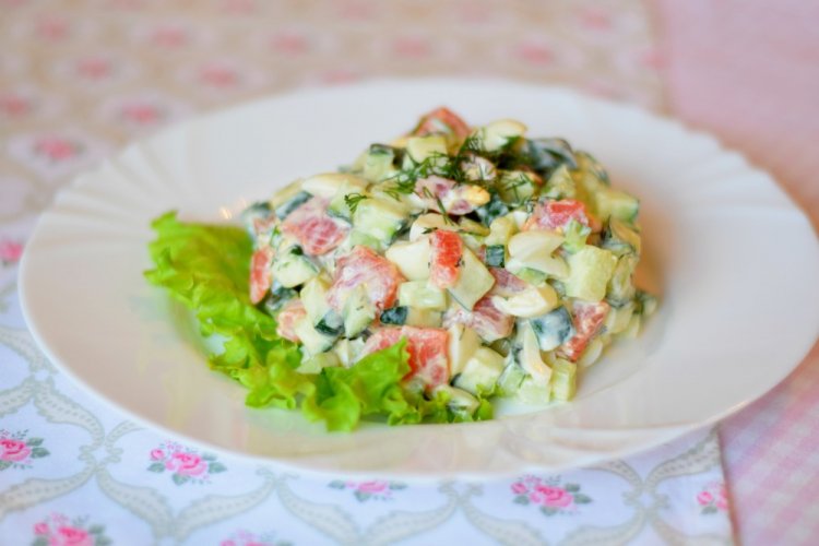Corn, Salmon, and Cucumber Salad