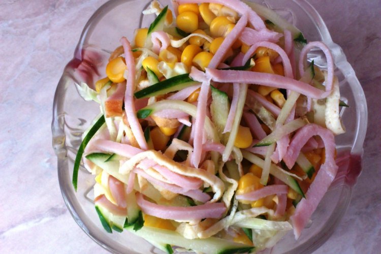 Corn, Ham, and Cucumber Salad