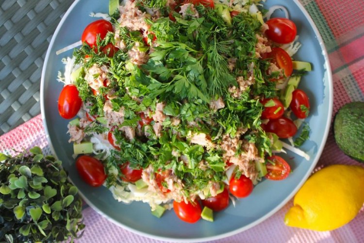Avocado, Napa Cabbage, and Tuna Salad