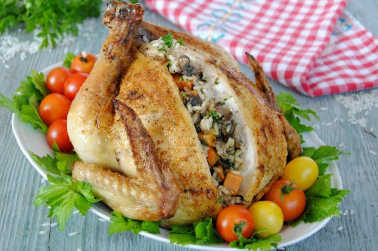 Gefülltes Hähnchen mit Reis