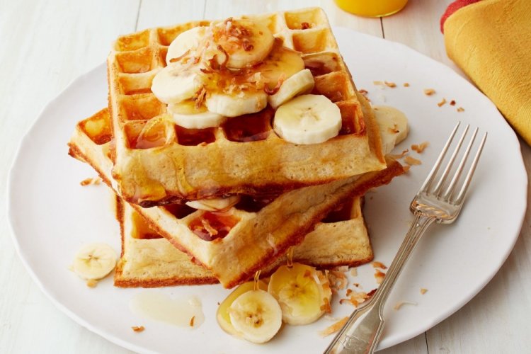 Belgische Waffeln mit Apfel und Haferflocken