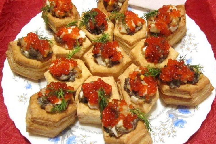 Tartelettes mit Garnelen und Pilzen