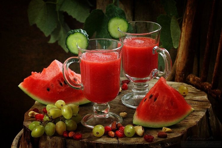 Batido de sandía con zumo de uva