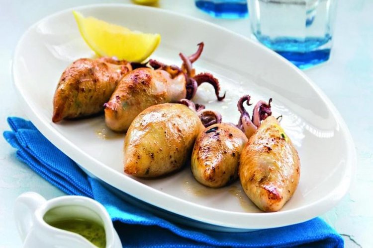 Stuffed Squid in a Frying Pan