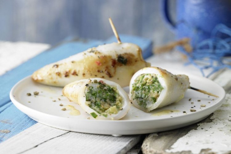Squid Stuffed with Ricotta and Herbs
