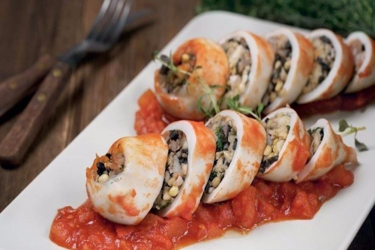 Stuffed Squid with Olives and Pine Nuts