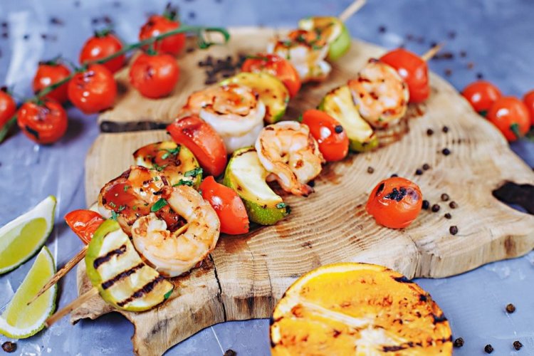 Vegetable and Shrimp Skewers