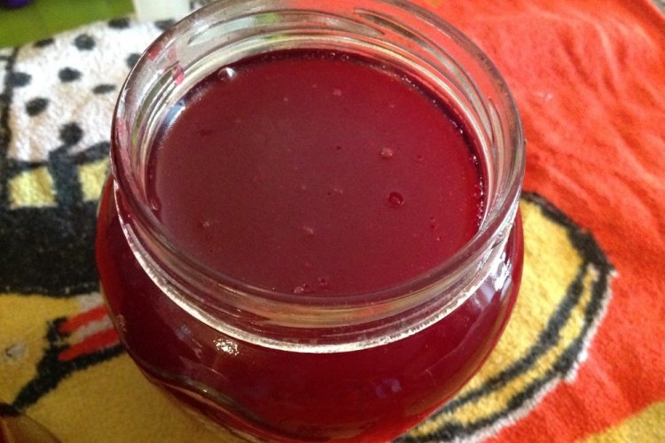 Gelatina de grosella roja con gelatina usando una licuadora