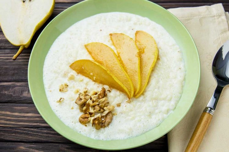 Rice Porridge with Pear and Coconut Milk