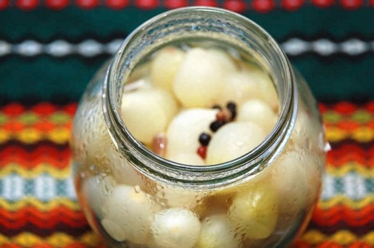Eingelegte Zwiebeln mit Wacholder und Zitrone für den Winter