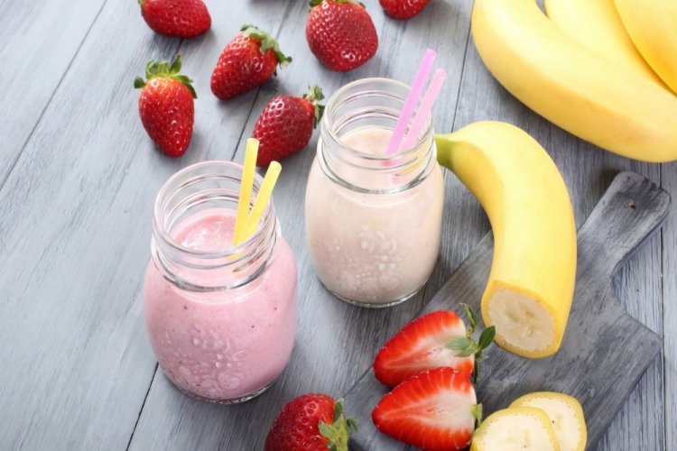 Batido de fresa con plátano y leche
