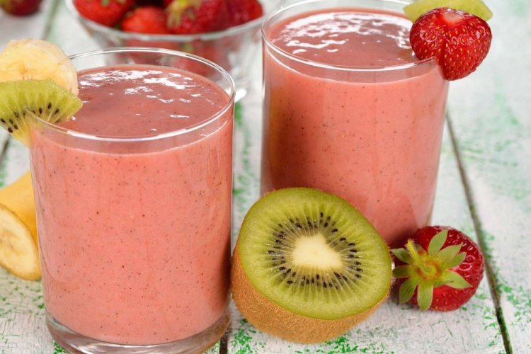 Batido de fresa, plátano y kiwi