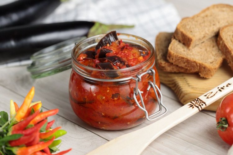 Lecho with Eggplant and Tomato Paste