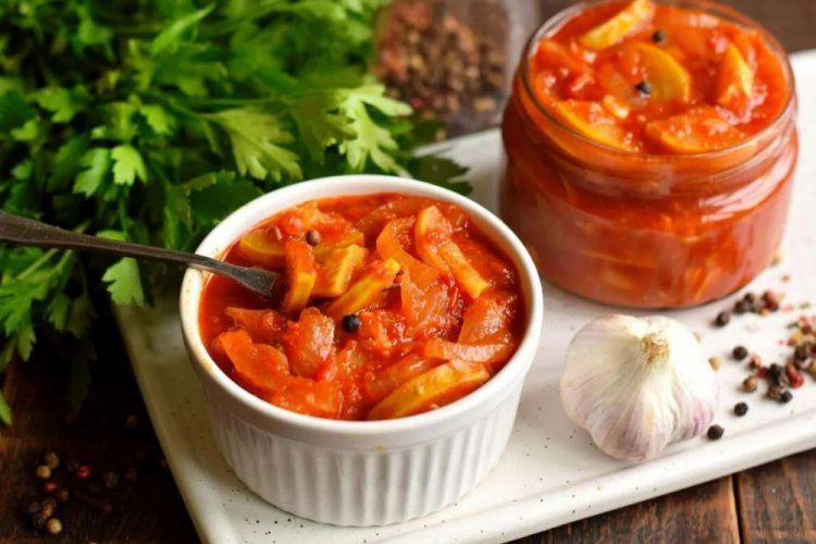 Lecho with Tomato Paste for Winter