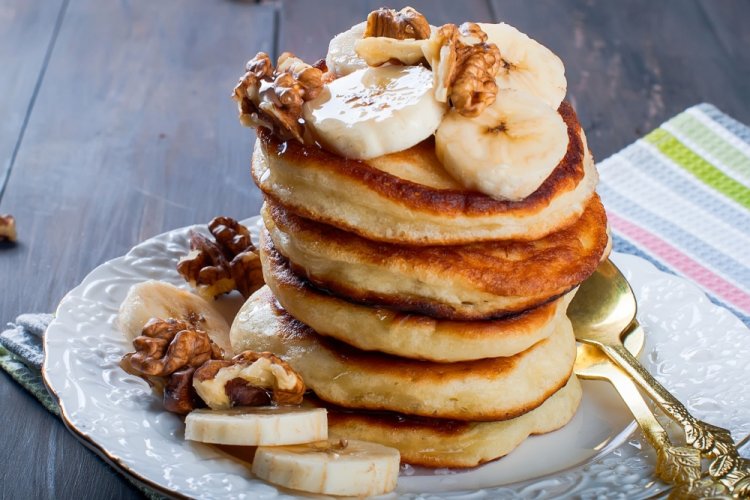 Hefepfannkuchen mit Banane