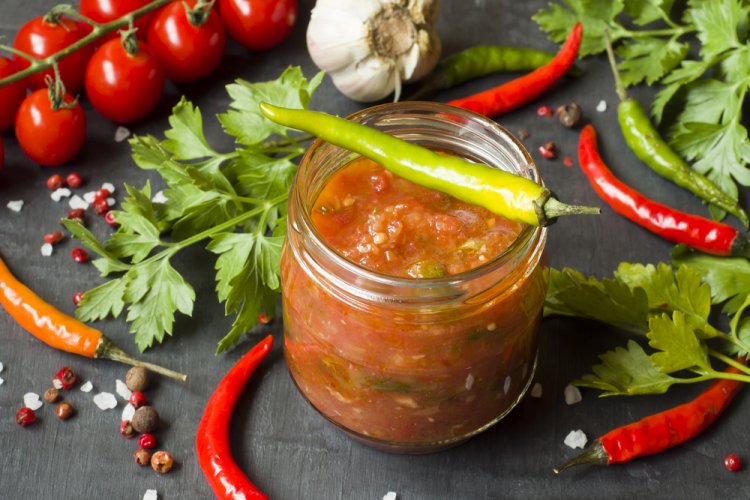 Zucchini Adjika with Tomatoes, Herbs, and Citric Acid