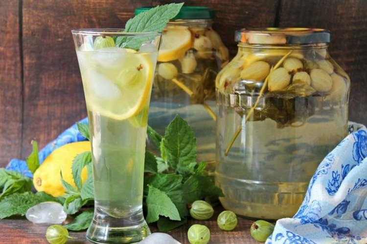 Mojito Compote with Lemons, Gooseberries, Mint, and Lemon Balm